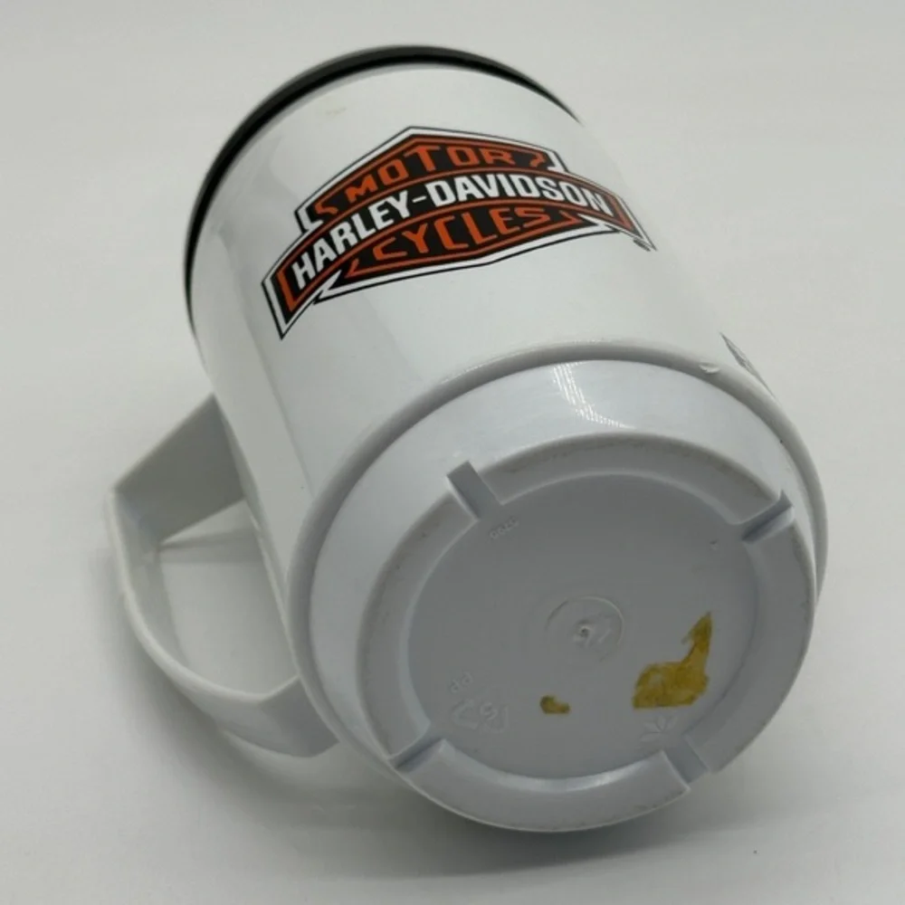 Harley Davidson Vintage White Plastic‎ Mug Cup Motorcycle Bike